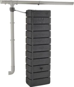 Regenton Muurtank, Grandval 300L, Antraciet Kunststof, Imitatiehout, Met Gootaansluitset Inbegrepen -Tuinverzorgings Winkel 1023x1200
