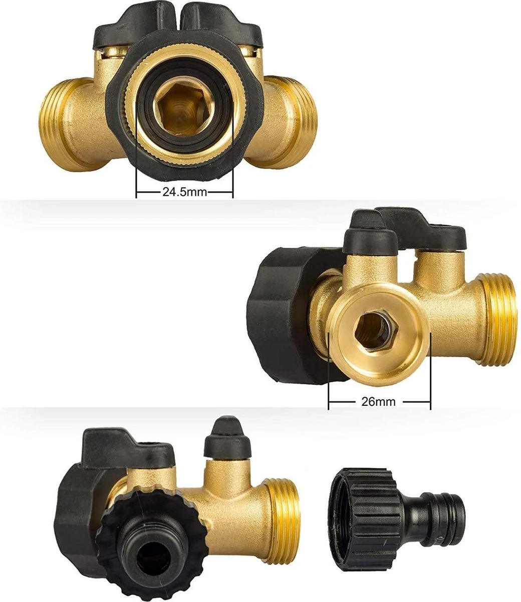 Sens Design Waterverdeler 2-weg – Messing – Past Op Europese Kranen 5 Sens Design Waterverdeler 2-weg – Messing – Past Op Europese Kranen - Afbeelding 3