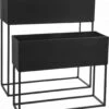 Atmosphera Staande Plantenbak Metaal Zwart 2-delig -Tuinverzorgings Winkel 1043x1200