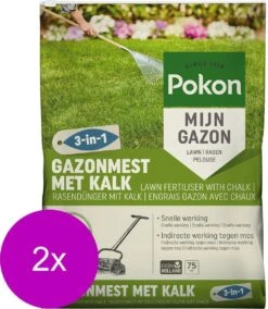 Pokon Gazonmest Met Kalk - 2 X 5kg - Mest - Geschikt Voor 2 X 75m² - 120 Dagen Voeding - Voordeelverpakking -Tuinverzorgings Winkel 1044x1200