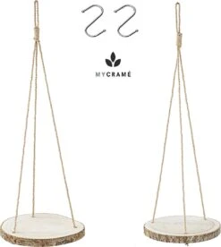 Set Van 2 Boomstam Rond Wandrek Plantenhangers - Boho Jute Houten Plantenrek - Hangpot Voor Binnen/Buiten - Hangende Bloempot Plank - Hangplant Houder - Bohemian Macrame Stijl Wandhanger - Hangplank Plant Hanger - Planthanger - Ø Rond 25-20cm -Tuinverzorgings Winkel 1073x1200 1