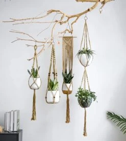 5 Stuks Luxe Jute Plantenhangers - Boho Handgeweven Katoen Hangpot Voor Binnen/Buiten - Hangende Bloempot Met Kralen - Macramé Touw/Koord Hangplant Houder - Bohemian Wandhanger Decoratie - Plant Hanger - Verticale Tuin Bloempothouder Planthanger -Tuinverzorgings Winkel 1074x1200 3