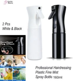 Merkloos Sibel Extreme Mist Verstuiver 160ml Zwart En Wit| Professional Hairdressing Plastic Fine Mist Spray Bottle - 2 Stucks