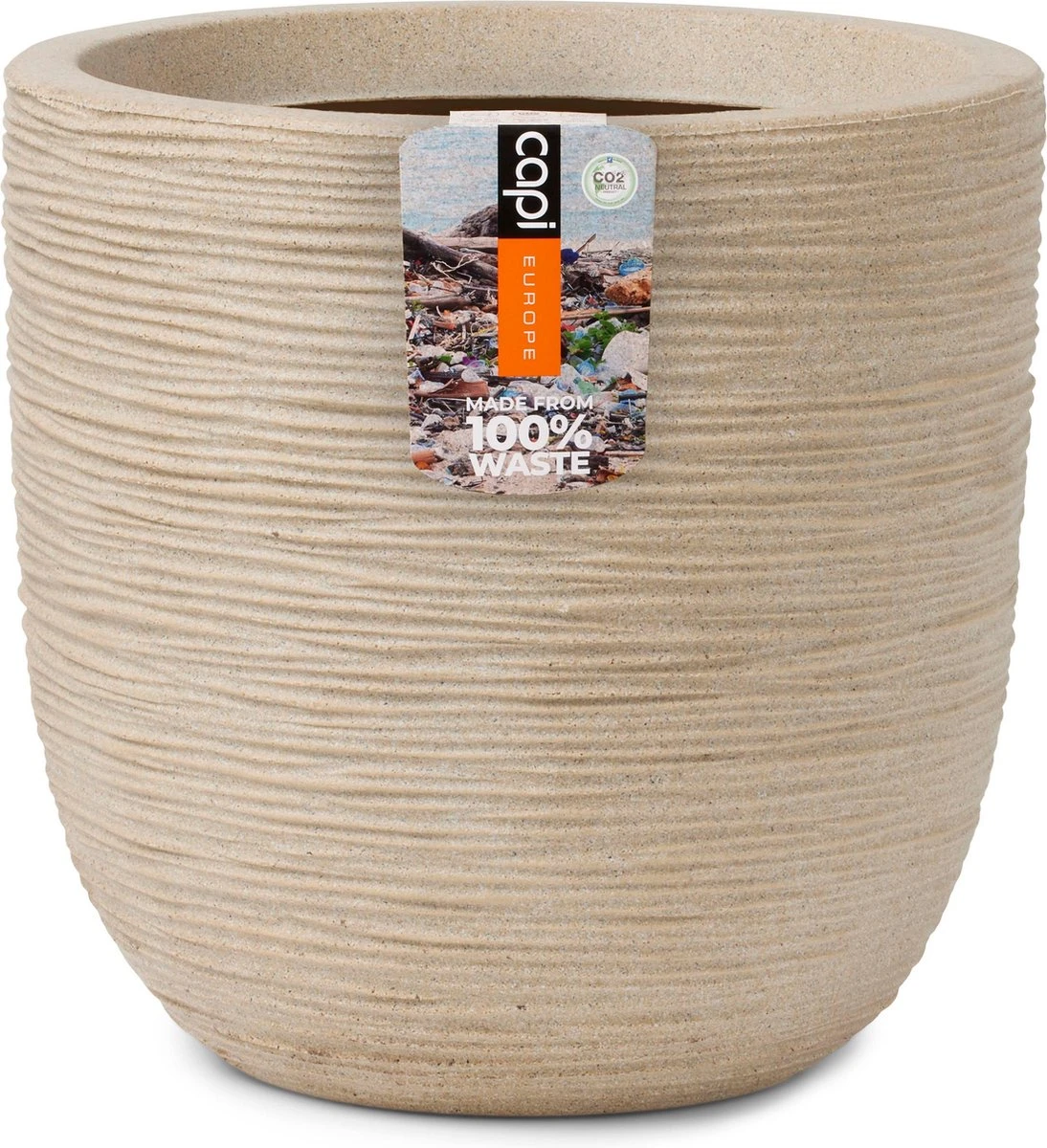 Capi Europe - Bloempot Bol Waste Rib NL - 43x41 - Terrazzo Beige - Voor Binnen En Buiten - KTBR933 3 Capi Europe - Bloempot Bol Waste Rib NL - 43x41 - Terrazzo Beige - Voor Binnen En Buiten - KTBR933
