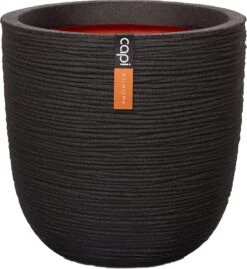 Capi Europe - Bloempot Bol Rib NL - 35x34 - Zwart - Voor Binnen En Buiten - KBLR932 -Tuinverzorgings Winkel 1102x1200