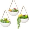 Plantenhanger Keramiek – Set Van 3 – Wit Steen- Hangpot – Hangende Bloempot Plantenpot - 3 Verschillende Koorden - 18 X 11 X 7 Cm -Tuinverzorgings Winkel 1116x1200 3