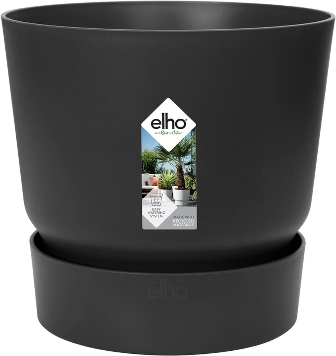 Elho Greenville Rond 40 - Grote Bloempot Voor Buiten - Gemaakt Van Gereycled Plastic - Ø 39.0 X H 36.8 Cm - Living Black 6 Elho Greenville Rond 40 - Grote Bloempot Voor Buiten - Gemaakt Van Gereycled Plastic - Ø 39.0 X H 36.8 Cm - Living Black - Afbeelding 4