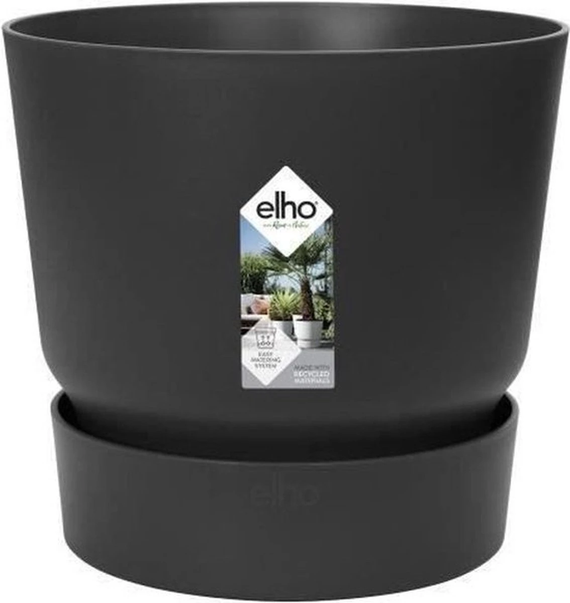 Elho Greenville Rond 30 - Grote Bloempot Voor Buiten - Gemaakt Van Gereycled Plastic - Ø 29.5 X H 27.8 Cm - Living Black 11 Elho Greenville Rond 30 - Grote Bloempot Voor Buiten - Gemaakt Van Gereycled Plastic - Ø 29.5 X H 27.8 Cm - Living Black - Afbeelding 9