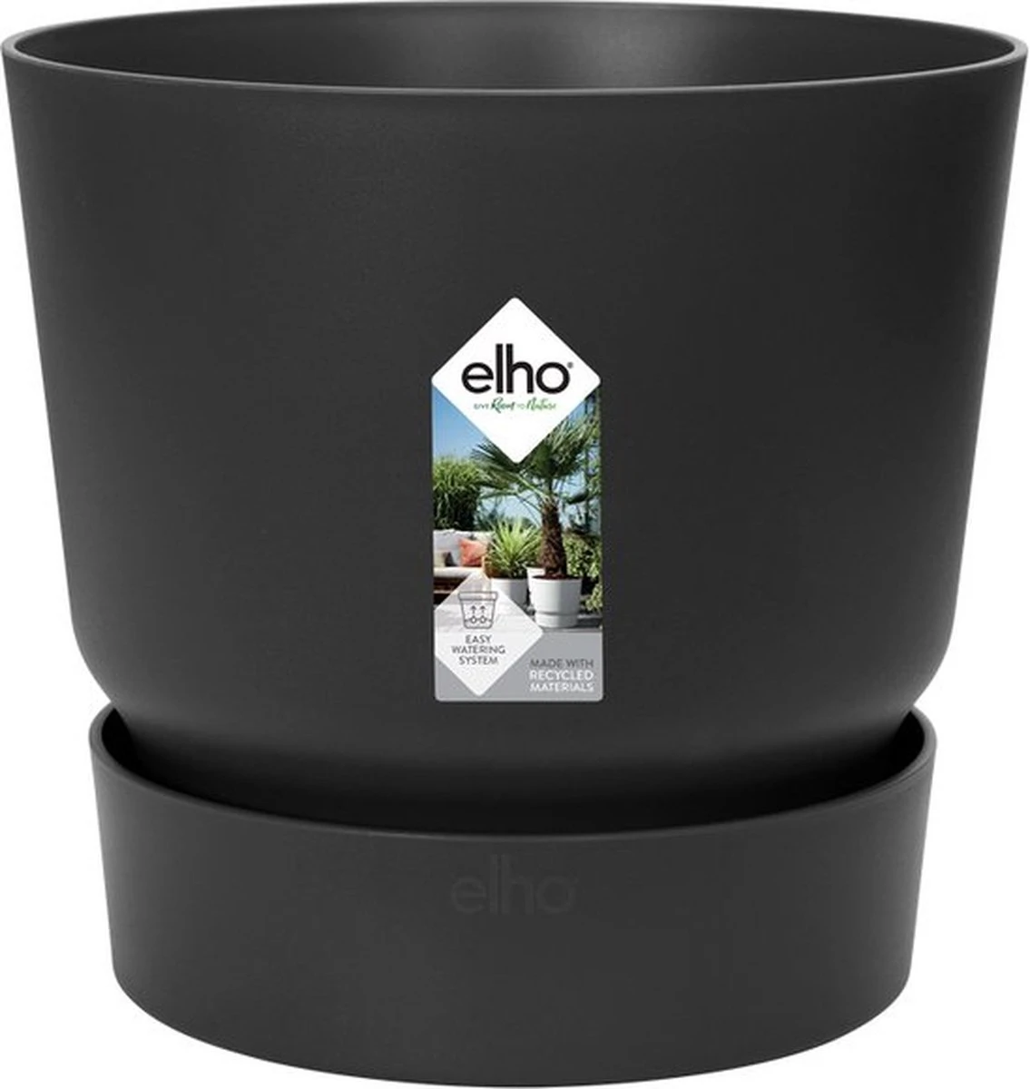Elho Greenville Rond 40 - Grote Bloempot Voor Buiten - Gemaakt Van Gereycled Plastic - Ø 39.0 X H 36.8 Cm - Living Black 8 Elho Greenville Rond 40 - Grote Bloempot Voor Buiten - Gemaakt Van Gereycled Plastic - Ø 39.0 X H 36.8 Cm - Living Black - Afbeelding 6