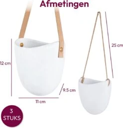 Gadgy Plantenhanger Keramiek - Set Van 3 - Hangpot Van Wit Steen - Hangende Bloempot Plantenpot - Met 3 Verschillende Koorden - 12x11x9.5CM -Tuinverzorgings Winkel 1149x1200 3