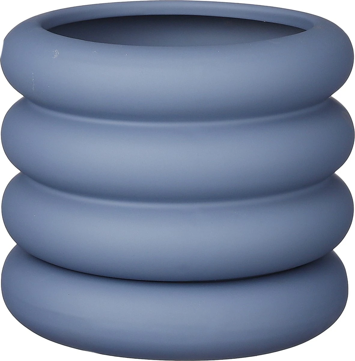 Mica Decorations Ilse Bloempot Met Schotel - H16 X Ø18,5 Cm - Keramiek - Blauw 3 Mica Decorations Ilse Bloempot Met Schotel - H16 X Ø18,5 Cm - Keramiek - Blauw