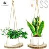 Set Van 2 Boomstam Rond Wandrek Plantenhangers - Boho Jute Houten Plantenrek - Hangpot Voor Binnen/Buiten - Hangende Bloempot Plank - Hangplant Houder - Bohemian Macrame Stijl Wandhanger - Hangplank Plant Hanger - Planthanger - Ø Rond 25-20cm -Tuinverzorgings Winkel 1191x1200 3