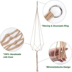 9 Stuks Jute Macrame Plantenhangers - Boho Handgeweven Katoen Hangpot Voor Binnen/Buiten - Hangende Bloempot Met Kralen - Macramé Touw/Koord Hangplant Houder - Bohemian Wandhanger Decoratie - Plant Hanger - Verticale Tuin Bloempothouder Planthanger -Tuinverzorgings Winkel 1193x1200 5