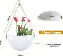 Plantenhanger Keramiek – Set Van 3 – Wit Steen- Hangpot – Hangende Bloempot Plantenpot - 3 Verschillende Koorden - 18 X 11 X 7 Cm 18 Plantenhanger Keramiek – Set Van 3 – Wit Steen- Hangpot – Hangende Bloempot Plantenpot - 3 Verschillende Koorden - 18 X 11 X 7 Cm -Tuinverzorgings Winkel 1200x1066 3