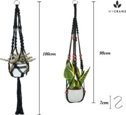 4 Stuks Zwarte Macrame Plantenhangers - Boho Handgeweven Katoen Hangpot Voor Binnen/Buiten - Hangende Bloempot Met Kralen - Macramé Touw/Koord Hangplant Houder - Bohemian Wandhanger Decoratie - Plant Hanger - Verticale Tuin Bloempothouder Planthanger -Tuinverzorgings Winkel 1200x1093 1
