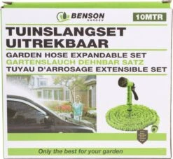 Benson - Tuinslang - Fexibel - 10 Meter - Tuinslang Met Koppeling - Spuitpistool - Groen -Tuinverzorgings Winkel 1200x1105 1