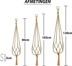 9 Stuks Jute Macrame Plantenhangers - Boho Handgeweven Katoen Hangpot Voor Binnen/Buiten - Hangende Bloempot Met Kralen - Macramé Touw/Koord Hangplant Houder - Bohemian Wandhanger Decoratie - Plant Hanger - Verticale Tuin Bloempothouder Planthanger -Tuinverzorgings Winkel 1200x1106
