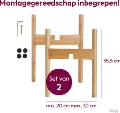 Gadgy Bamboe Plantenstandaard 2 St - Plantentafel - Plantentafeltje Voor Binnen - Plantenrek - Uitschuifbaar - Hout - Ø 20 Tot 30 Cm -Tuinverzorgings Winkel 1200x1124