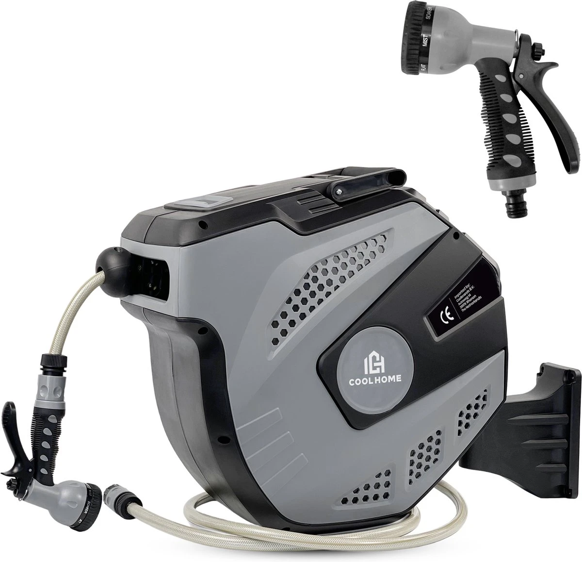 CoolHome Wandslangenbox 30 Meter + 2 Meter - Tuinslang Met Haspel- Slangenhouder 180° Draaibaar - Tuinslanghaspel Zwart - Grijs 3 CoolHome Wandslangenbox 30 Meter + 2 Meter - Tuinslang Met Haspel- Slangenhouder 180° Draaibaar - Tuinslanghaspel Zwart - Grijs