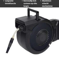 Buxibo - Wandslangenbox 20 Meter + 2 Meter - Tuinslang Met Haspel - 9 Sproei Standen - Slangenhouder 180° Draaibaar - Tuinslanghaspel Zwart+ Gratis Sproeier - Zwart -Tuinverzorgings Winkel 1200x1161