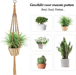 4 Stuks Luxe Jute Plantenhangers - Boho Handgeweven Katoen Hangpot Voor Binnen/Buiten - Hangende Bloempot Met Kralen - Macramé Touw/Koord Hangplant Houder - Bohemian Wandhanger Decoratie - Plant Hanger - Verticale Tuin Bloempothouder Planthanger -Tuinverzorgings Winkel 1200x1184 3