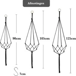 9 Stuks Zwart Macrame Plantenhangers - Boho Handgeweven Katoen Hangpot Voor Binnen/Buiten - Hangende Bloempot Met Kralen - Macramé Touw/Koord Hangplant Houder - Bohemian Wandhanger Decoratie - Plant Hanger - Verticale Tuin Bloempothouder Planthanger -Tuinverzorgings Winkel 1200x1198 23