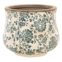 Clayre & Eef Bloempot Ø 21x17 Cm Beige Groen Keramiek Rond Bloemen Bloempot Binnen Plantenpot Plant Pot -Tuinverzorgings Winkel 1200x1200 1059