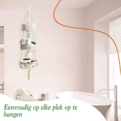 Macramé 3-Laags Hangende Fruitmand - Bohemian Mand Plantenhanger - Handgemaakt Katoen Touw Fruitschaal Hangmand - Boho Ophangbaar Etagere - Decoratieve Fruit Schaal/Basket - Opbergmand Organizer - Keuken/Balkon Decoratie - Hangpot Voor Binnen/Buiten -Tuinverzorgings Winkel 1200x1200 1112