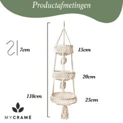 Macramé 3-Laags Hangende Fruitmand - Bohemian Mand Plantenhanger - Handgemaakt Katoen Touw Fruitschaal Hangmand - Boho Ophangbaar Etagere - Decoratieve Fruit Schaal/Basket - Opbergmand Organizer - Keuken/Balkon Decoratie - Hangpot Voor Binnen/Buiten -Tuinverzorgings Winkel 1200x1200 1113