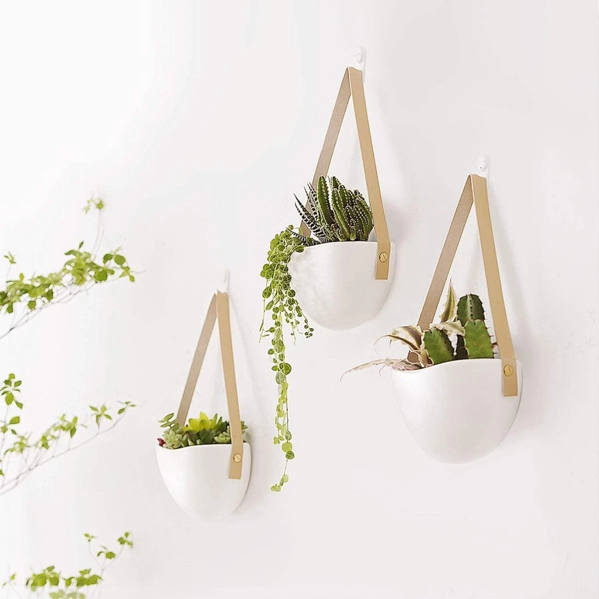 Plantenhanger Keramiek – Set Van 3 – Wit Steen- Hangpot – Hangende Bloempot Plantenpot - 3 Verschillende Koorden - 18 X 11 X 7 Cm 11 Plantenhanger Keramiek – Set Van 3 – Wit Steen- Hangpot – Hangende Bloempot Plantenpot - 3 Verschillende Koorden - 18 X 11 X 7 Cm - Afbeelding 9