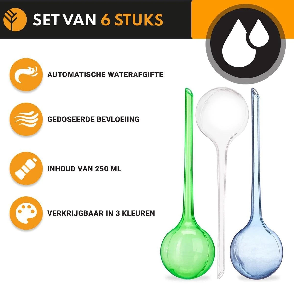 Waterdruppelaar Set Van 6 Stuks Voor Planten Transparant – 27 CM – Automatisch Watergeefsysteem Voor Kamerplanten – Planten Watergever Met Druppelsysteem – Waterbol 4 Waterdruppelaar Set Van 6 Stuks Voor Planten Transparant – 27 CM – Automatisch Watergeefsysteem Voor Kamerplanten – Planten Watergever Met Druppelsysteem – Waterbol - Afbeelding 2