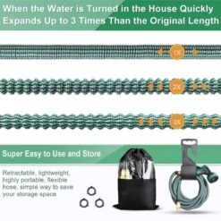IBright Extra Sterke Uitrekbare Tuinslang - Flexibel - 15 Meter - Inclusief Opbergtas ,Sproeier ,Koppelstuk En Ophanghaak - Groen -Tuinverzorgings Winkel 1200x1200 399