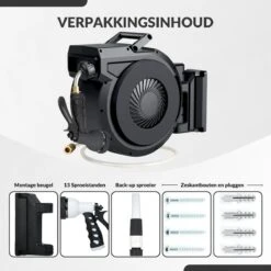Buxibo - Wandslangenbox 20 Meter + 2 Meter - Tuinslang Met Haspel - 9 Sproei Standen - Slangenhouder 180° Draaibaar - Tuinslanghaspel Zwart+ Gratis Sproeier - Zwart -Tuinverzorgings Winkel 1200x1200 423
