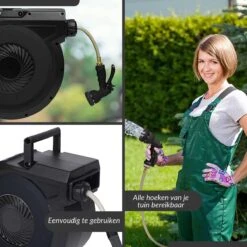 Buxibo - Wandslangenbox 20 Meter + 2 Meter - Tuinslang Met Haspel - 9 Sproei Standen - Slangenhouder 180° Draaibaar - Tuinslanghaspel Zwart+ Gratis Sproeier - Zwart -Tuinverzorgings Winkel 1200x1200 425