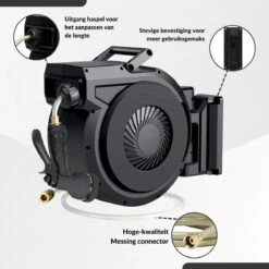 Buxibo - Wandslangenbox 20 Meter + 2 Meter - Tuinslang Met Haspel - 9 Sproei Standen - Slangenhouder 180° Draaibaar - Tuinslanghaspel Zwart+ Gratis Sproeier - Zwart -Tuinverzorgings Winkel 1200x1200 428