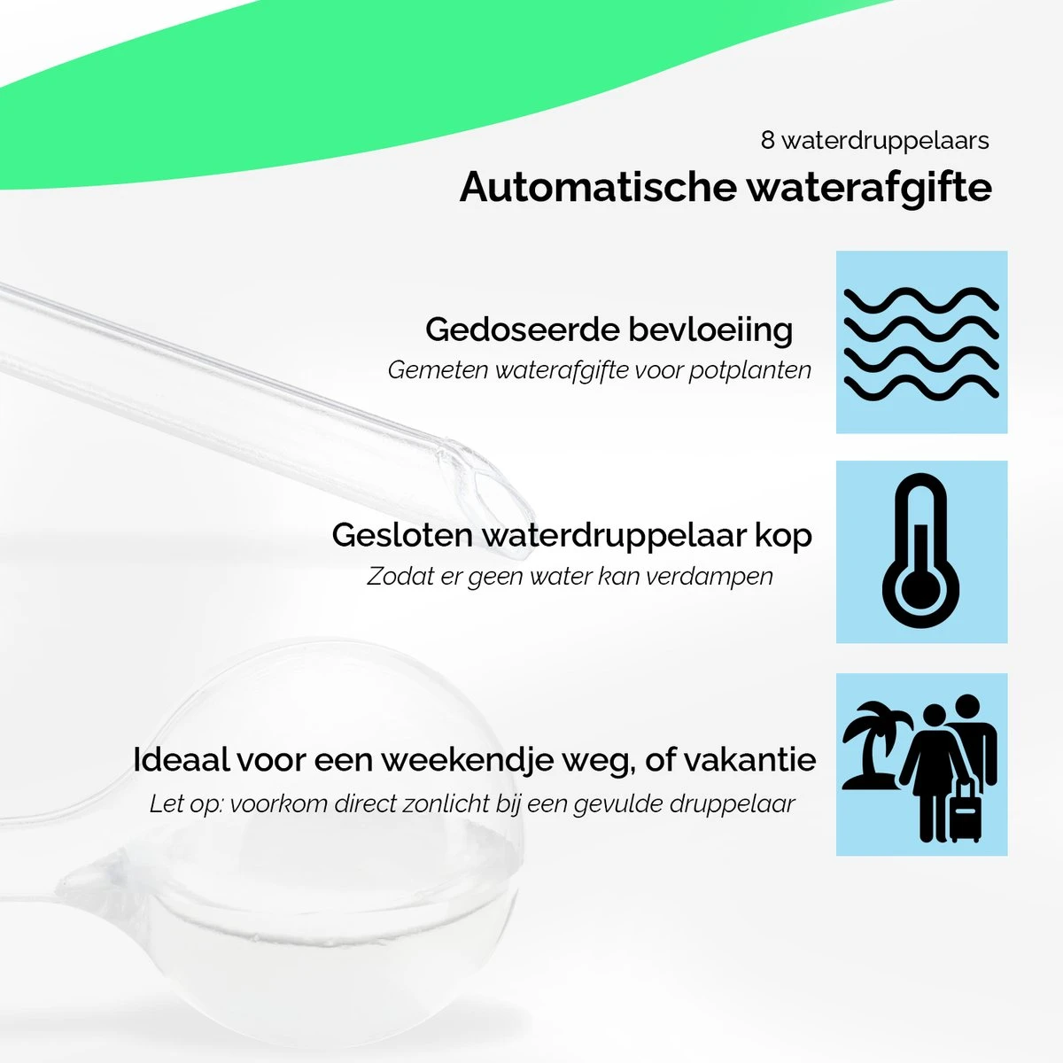 Waterdruppelaar Set Van 8 Stuks Voor Planten Transparant - Waterdruppelaar Voor Kamerplanten – Waterbol - Waterdruppelaar Voor Planten - Watergeefsysteem 5 Waterdruppelaar Set Van 8 Stuks Voor Planten Transparant - Waterdruppelaar Voor Kamerplanten – Waterbol - Waterdruppelaar Voor Planten - Watergeefsysteem - Afbeelding 3