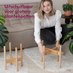 Gadgy Bamboe Plantenstandaard 2 St - Plantentafel - Plantentafeltje Voor Binnen - Plantenrek - Uitschuifbaar - Hout - Ø 20 Tot 30 Cm -Tuinverzorgings Winkel 1200x1200 820