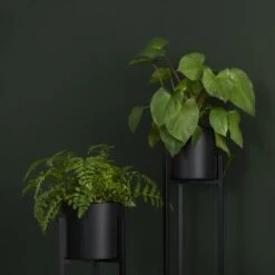 QUVIO Plantenstandaard Binnen - Inclusief Pot - Staande Plantenbak - Metaal - Bloempot - 22 X 22 X 60 Cm - Zwart -Tuinverzorgings Winkel 1200x1200 868