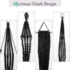 4 Stuks Luxe Macrame Plantenhangers - Boho Handgeweven Katoen Hangpot Voor Binnen/Buiten - Hangende Bloempot Met Kralen - Macramé Touw/Koord Hangplant Houder - Bohemian Wandhanger Decoratie - Plant Hanger - Verticale Tuin Bloempothouder Planthanger -Tuinverzorgings Winkel 1200x1200 876