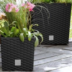 Prosperplast Kunststof Rato Rotan Bloempot/plantenpot Met Binnenpot Antraciet 40 Cm - Bloempotten Voor Binnen En Buiten -Tuinverzorgings Winkel 1200x1200 897