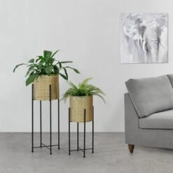 Bloempot Op Standaard Mol Set Van 2 Zwart En Goud -Tuinverzorgings Winkel 1200x1200 913