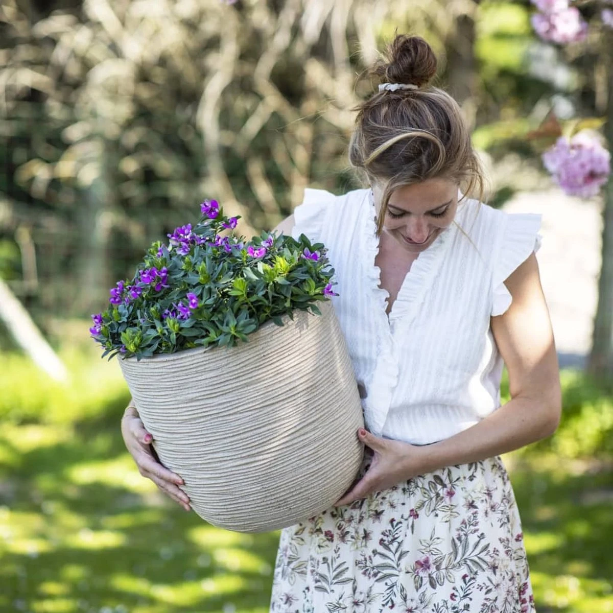 Capi Europe - Bloempot Bol Waste Rib NL - 43x41 - Terrazzo Beige - Voor Binnen En Buiten - KTBR933 8 Capi Europe - Bloempot Bol Waste Rib NL - 43x41 - Terrazzo Beige - Voor Binnen En Buiten - KTBR933 - Afbeelding 6