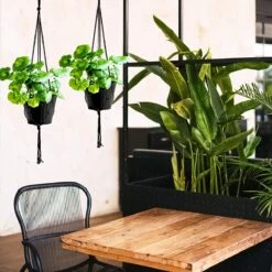 9 Stuks Zwart Macrame Plantenhangers - Boho Handgeweven Katoen Hangpot Voor Binnen/Buiten - Hangende Bloempot Met Kralen - Macramé Touw/Koord Hangplant Houder - Bohemian Wandhanger Decoratie - Plant Hanger - Verticale Tuin Bloempothouder Planthanger -Tuinverzorgings Winkel 1200x1200 955
