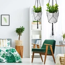 9 Stuks Zwart Macrame Plantenhangers - Boho Handgeweven Katoen Hangpot Voor Binnen/Buiten - Hangende Bloempot Met Kralen - Macramé Touw/Koord Hangplant Houder - Bohemian Wandhanger Decoratie - Plant Hanger - Verticale Tuin Bloempothouder Planthanger -Tuinverzorgings Winkel 1200x1200 957