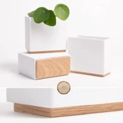 KAZAI. Wandvazen -Alma | Moderne Hangende Bloempotten Voor Aan De Muur | 3-delige Bloempot Set Van Hoogwaardig Hars Voor Kamerplanten, Kunstplanten, Bloemen Enz. | Wit -Tuinverzorgings Winkel 1200x1200 987