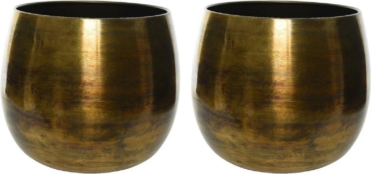 Decoris Bloempot - Goud - Zink - Voor Kamerplant - D33 X H34 Cm - Plantenpotten 4 Decoris Bloempot - Goud - Zink - Voor Kamerplant - D33 X H34 Cm - Plantenpotten - Afbeelding 2