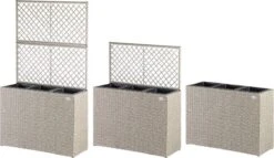 Casaria Polyrattan Bloembak – 3 Bakken Klimophek - Crème -Tuinverzorgings Winkel 1200x697