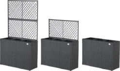 Casaria Polyrattan Plantenbak - Met Klimoprek - 3 Bakken Zwart -Tuinverzorgings Winkel 1200x704