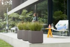 Elho Vivo Structure Finish Vierkant 40 - Plantenbak Voor Binnen & Buiten - Ø 39 X H 41 - Grijs/Warm Grijs -Tuinverzorgings Winkel 1200x800 130