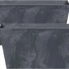 Prosperplast Set Van 2x Stuks Kunststof Bloembakken/plantenbakken Rechthoek Betonlook 40 Cm Antraciet Grijs - Bloempotten Voor Binnen En Buiten -Tuinverzorgings Winkel 1200x856 5